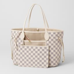 Daisy Rose Checkered Tote with Inner Pouch