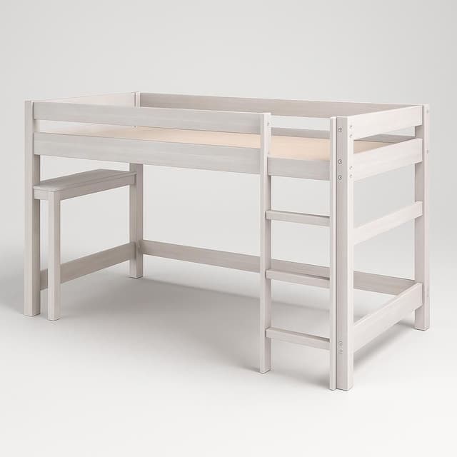 Max & Lily Modern Farmhouse Low Loft Bed Twin White Wash